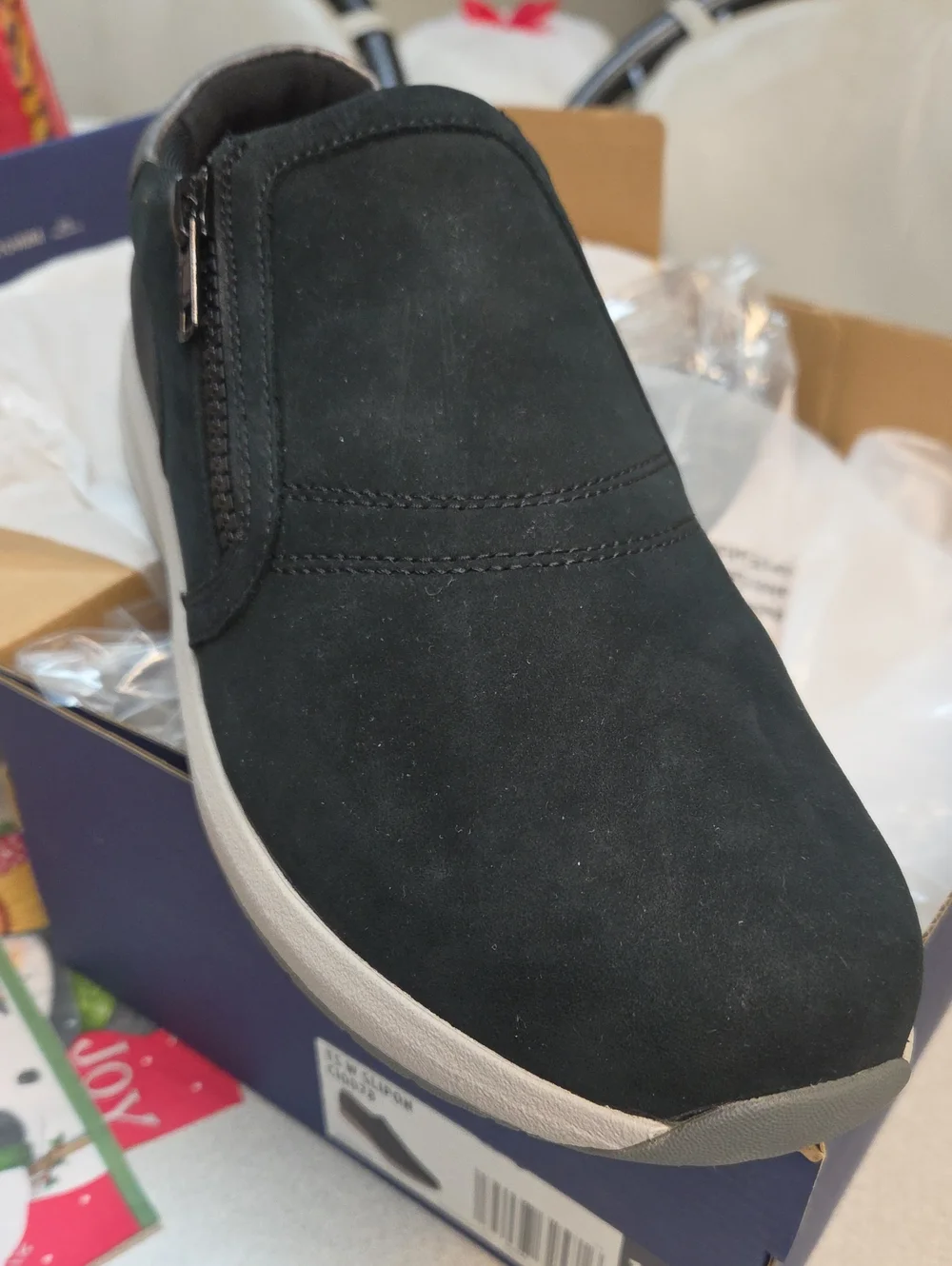 Men's Black Slip-On Casual Shoe with Side Zip